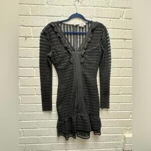 Chic Black Parker Long Sleeve Dress with Ruffle Detail